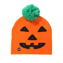 2Pcs Halloween Glowing Knitted Beanie Hat Pumpkin Pattern