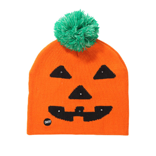 2Pcs Halloween Glowing Knitted Beanie Hat Pumpkin Pattern