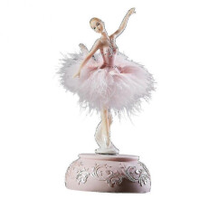 (Pink) Ballerina Music Box Dancing Girl Swan Lake Carousel With Feather For Birthday Gift