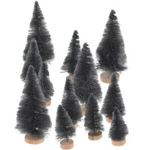 24 Stk. Künstliche Tannenbäume Mini Schwarze Pflanzen Für Halloween