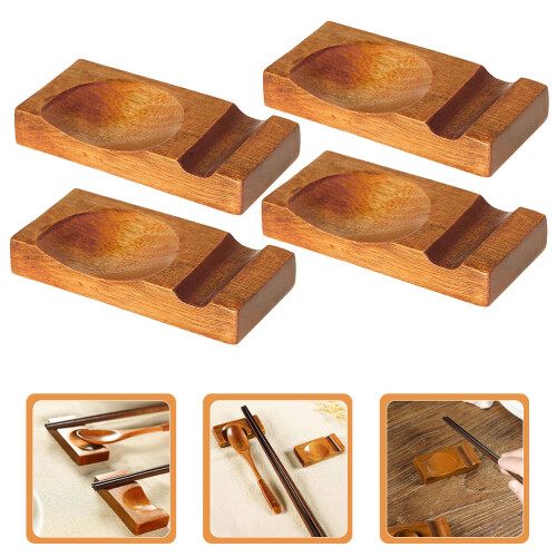 4Stk Holz Essstäbchenablage Mit Löffel Gabel Halter 2