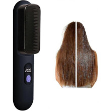 (Black) Cordless Hair Straightening Brush, Straightening Comb, Fast Heating Straightening Iron, Fast Heating Hot Air Brushes, Portable Travel