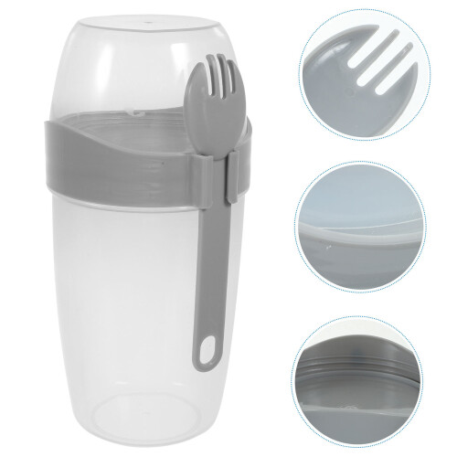 1 Set Salatdressingbehälter Schale Mit Löffel Doppelschicht 1