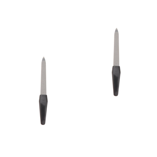 2Pcs Stainless Steel Double Side Nail File Buffer With Plastic Handle 2