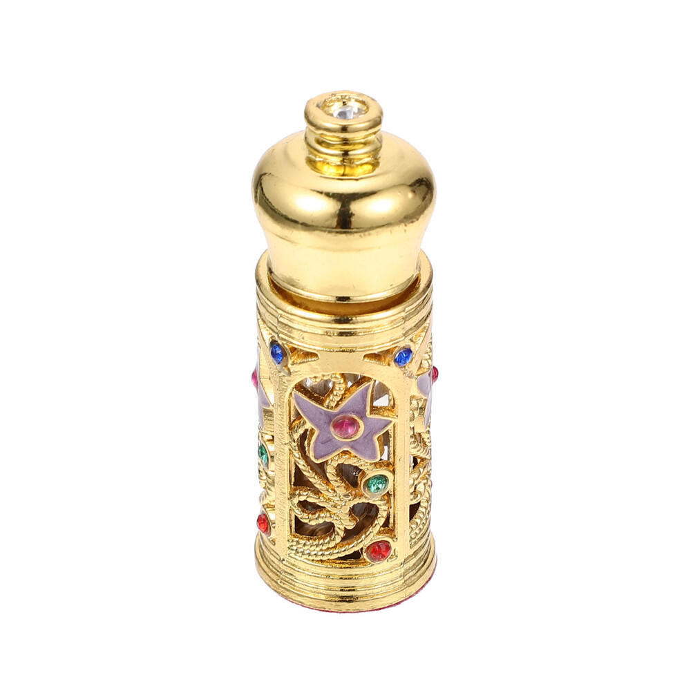 Solustre 3Pcs Alloy Glass Middle Eastern Perfume Oil Bottle
