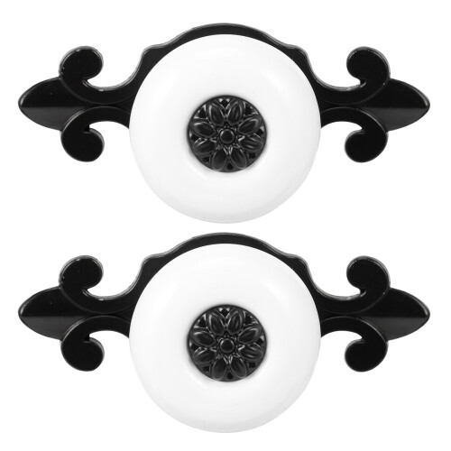 6 Pcs Zinc Alloy Cabinet Pull Bar with Ceramic Knob Black White