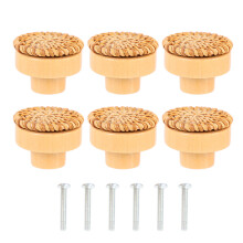 24 Sets Round Wooden Bohemian Style Handmade Dresser Drawer Knobs