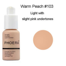 (103# Warm Peach)PHOERA 2pcs/set Liquid Coverage Foundation Facial Base Cream Brighten Moisturizer Mineral Full Cover Concealer Makeup TSLM1