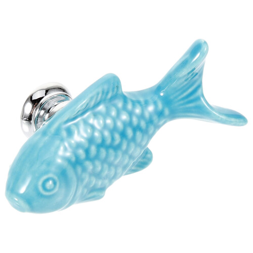 4Pcs Fish Shaped Ceramic Cabinet Knob Drawer Pull Furniture Handle 1
