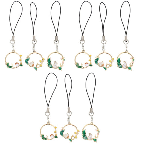 9 Pcs Decorative Garland Mobile Phone Pendant Short Style 2