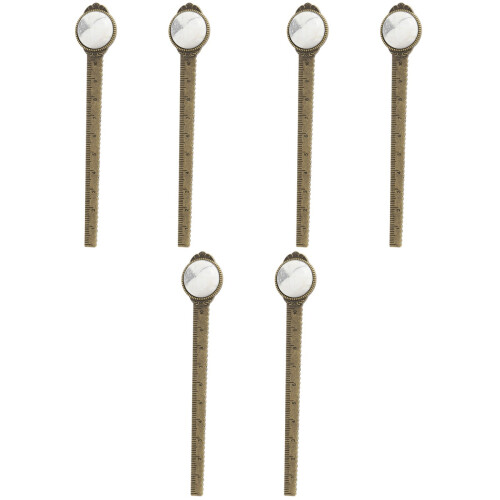 6 Pcs Metal Bookmark Ruler With Crystal Stone Decor 2
