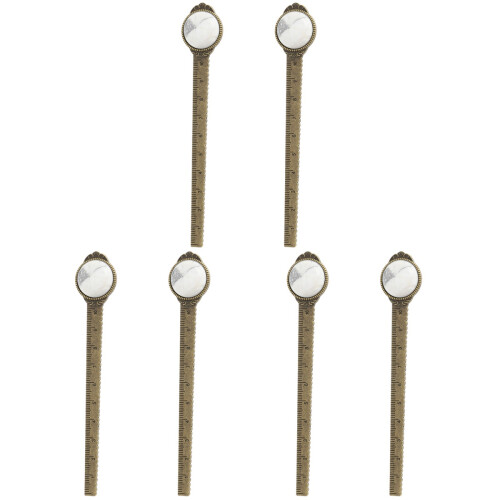 6 Pcs Metal Bookmark Ruler With Crystal Stone Decor 1