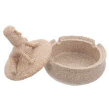 3Pcs Creative Yoga Stone Resin Ashtray With Lid For Home Office