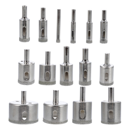 15Pcs 6-50Mm Diamond Coated Hole Saw Cutting Kit