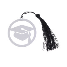 30 Pcs Stainless Steel Doctoral Shaped Page Marker With Black Tassel