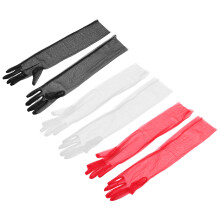 6 Pairs Long Tulle Bridal Gloves Sheer Wedding Sleeves For Women