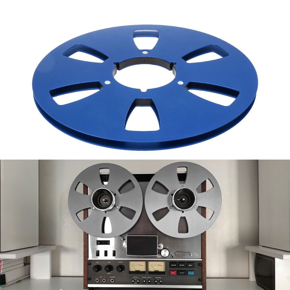 10.5 Inch Aluminum Alloy 1/4 Inch Takeup Reel, 6 Holes Blue 7691352103896