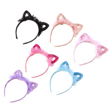 18 Pcs Girl Cat Ear Hair Sequins Toddler Party Favor Headband