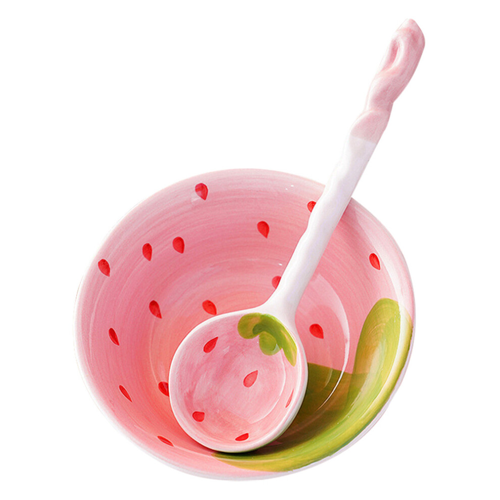 2 Sets Creative Fruits Themed Bowl Spoon Kit Ceramic Soup Bowl-image-OPC-PKWT6KB-NEW
