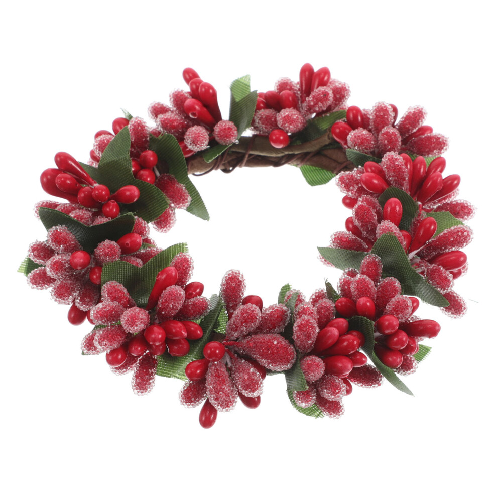 4Pcs Christmas Candle Ring Wreaths With Red Berries And Needles-image-OPC-PKWT6KP-NEW