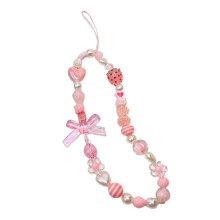 5Pcs Durable Strawberry Bowknot Heart Phone Chain Decoration