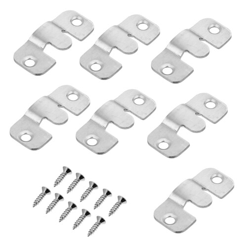 20 Sets Flush Mount Bracket Stainless Steel Wall Clip Hook With Screws