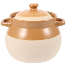 2Pcs Ceramic Soup Pot With Handle Vintage Stockpot Stew Pot