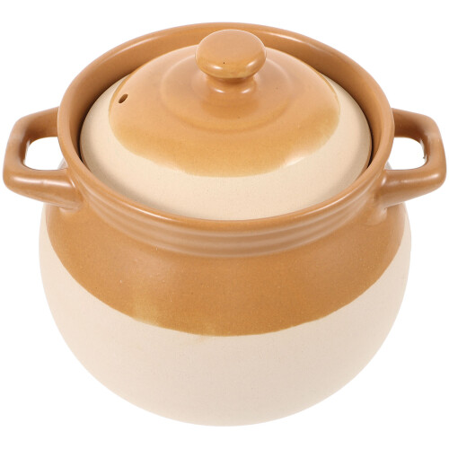 2Pcs Ceramic Soup Pot With Handle Vintage Stockpot Stew Pot 1