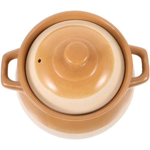 2Pcs Ceramic Soup Pot With Handle Vintage Stockpot Stew Pot 2