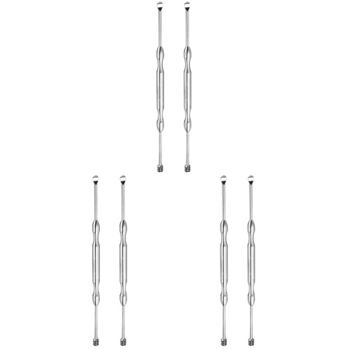 6 Pcs Stainless Steel Ear Pick Spiral Clean Tool Silver 1