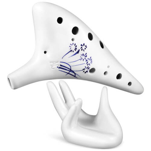2Pcs Alto C 12-Hole Ceramic Ocarina With Storage Holder