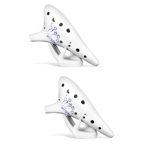 2Pcs Alto C 12-Hole Ceramic Ocarina With Storage Holder 1