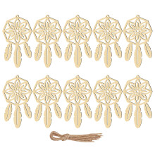 60 Pcs Dream Catcher Diy Wall Ornament Wooden Pendant Home Decor