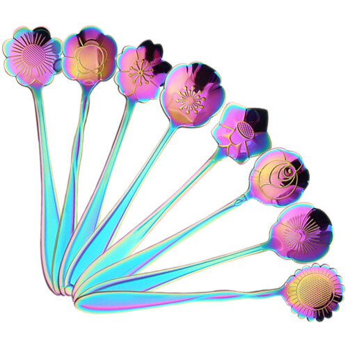 24 Pcs Wine Stirrer Flower Shape Stainless Mixing Spoon 2