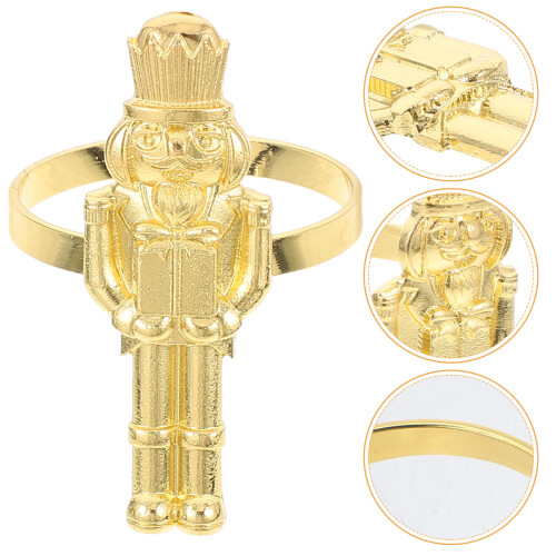 12 Pcs Christmas Napkin Ring Xmas Napkin Holder Nutcracker Shaped 2