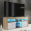 Creative Furniture Pulse 145cm TV Unit LED - Oak & White Gloss Doors 1