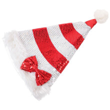 3Pcs Santa Hat Sequin Plush Christmas Headgear Performance Prop