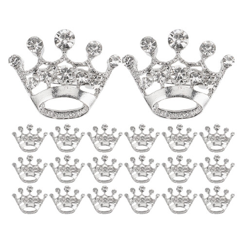 80 Pcs Small Crown Brooch Rhinestone Tiara Lapel Pins 2