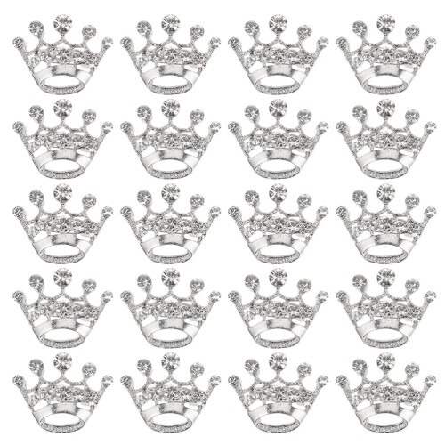 80 Pcs Small Crown Brooch Rhinestone Tiara Lapel Pins 1
