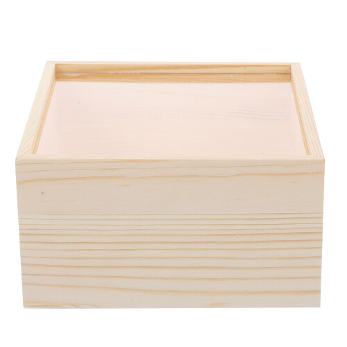 4Pcs Unfinished Wooden Storage Box With Clear Lid 1
