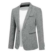 (M, Gray) Allthemen Mens Sport Jacket Notched Lapel One Button Slim Blazer