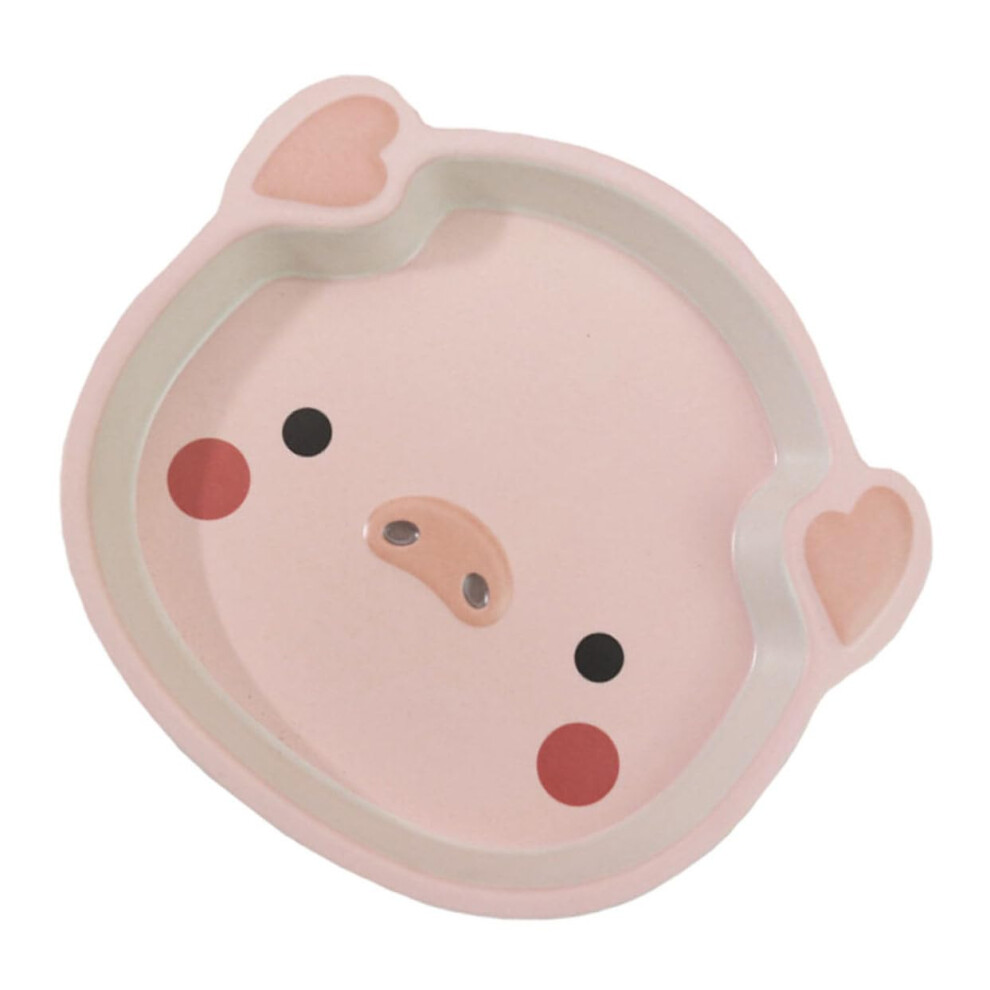 Durable Resin Dinner Plate Cartoon Pig Design For Kids Self-Feed Dishware Home Restaurants Spill-Resistant