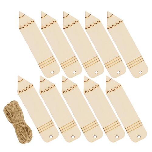 60 Pcs Wood Bookmarks Blank Diy Craft Unfinished Pencil Shaped Tags 2