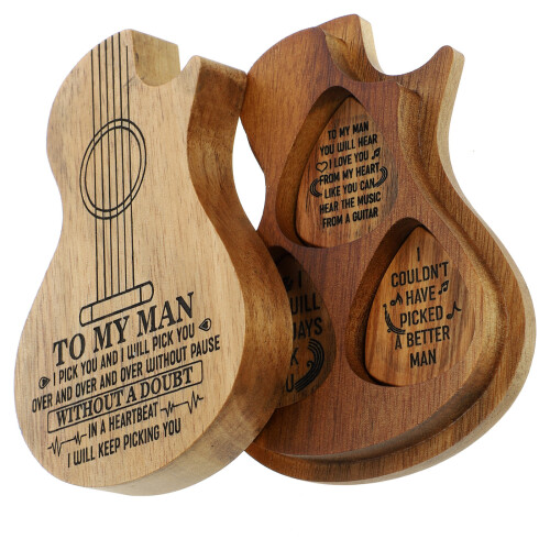 2 Sets Guitar With 3Pcs Wooden Picks Storage 2