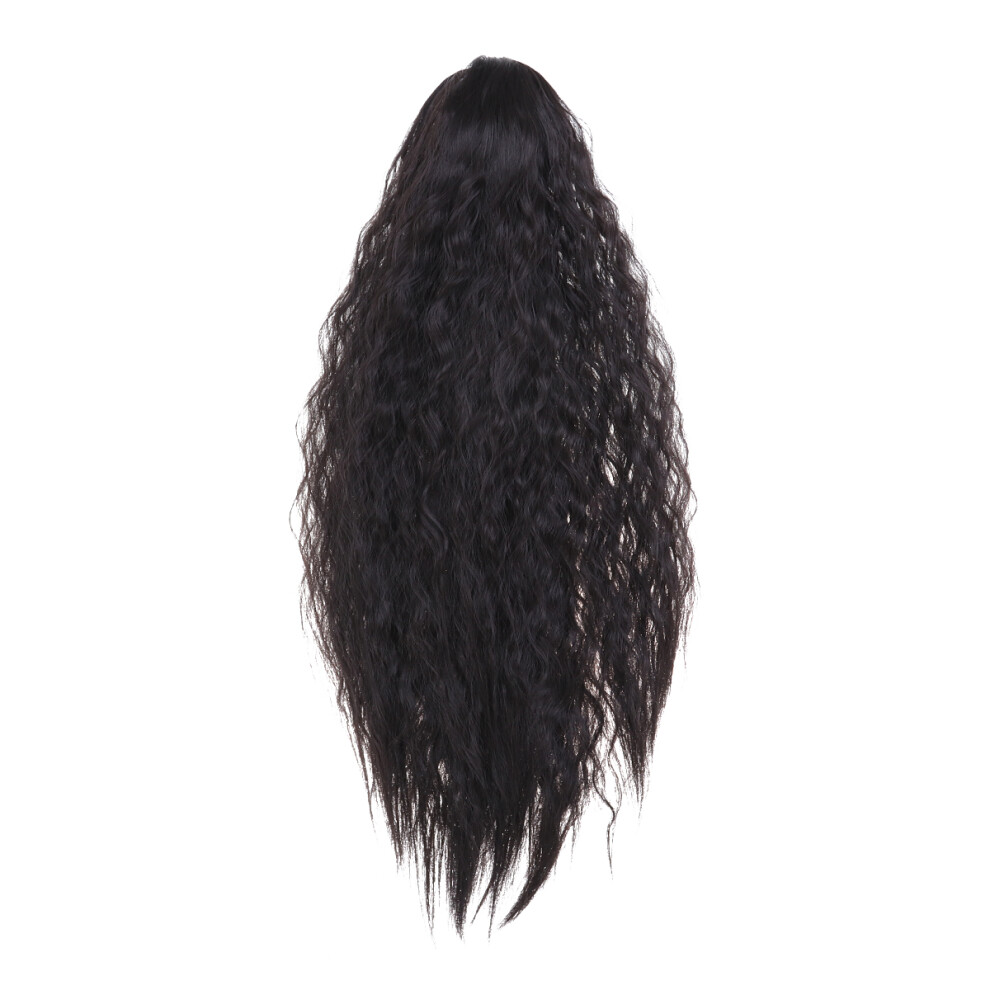 Villcase Unisex Black 2Pcs Synthetic Curly Wig Women Hairpiece Ponytail Hair Extension