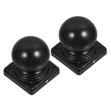 6Pcs Metal Post Caps Black Iron Weather-Resistant Round Fence Finials