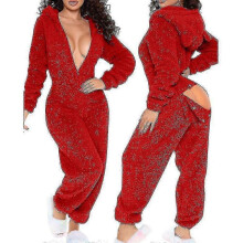 (m, red) Onesie Pajamas - Long Warm Brushed Bodysuit for Cozy Nights