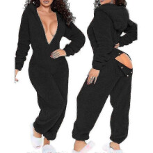 (xl, black) Onesie Pajamas - Long Warm Brushed Bodysuit for Cozy Nights