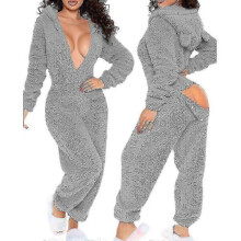 (xl, grey) Onesie Pajamas - Long Warm Brushed Bodysuit for Cozy Nights