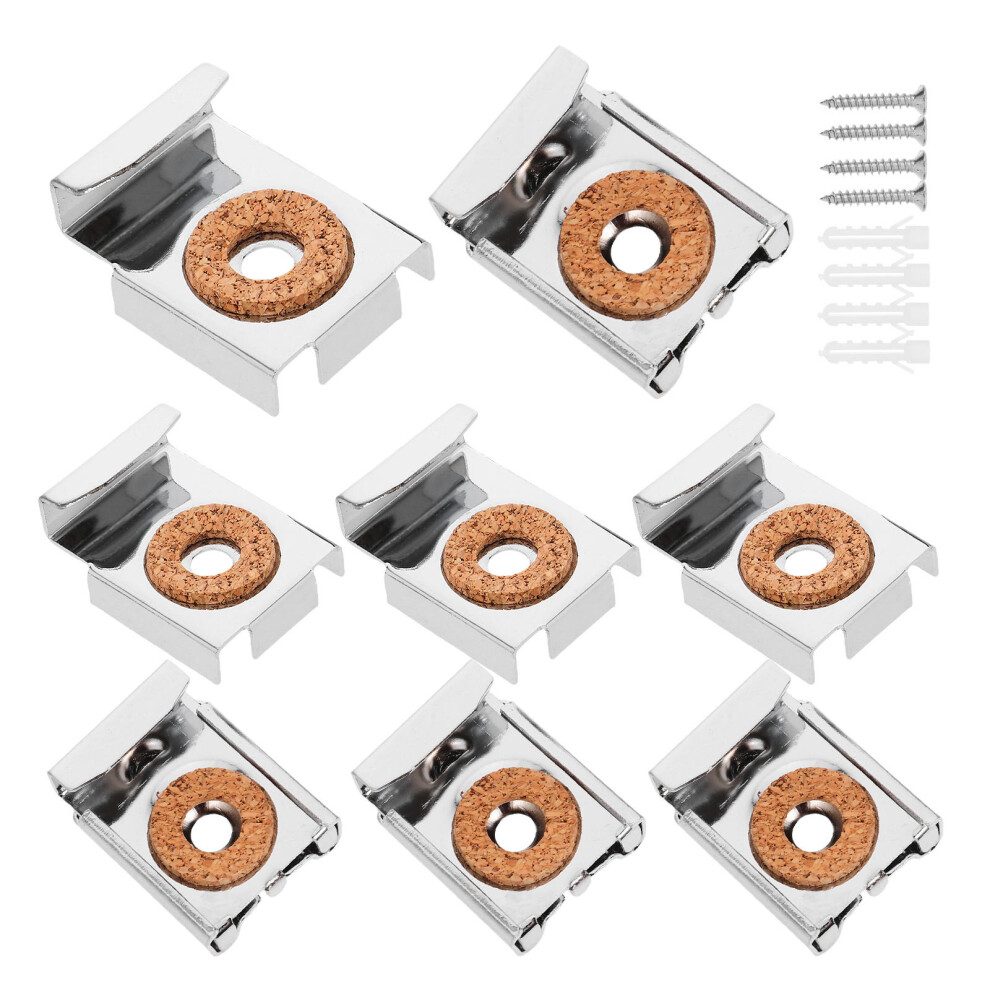 24 Pcs Frameless Mirror Wall Mounting Clips Iron Bracket Holding 031514428936
